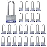 BRINKS - 44mm Laminated Steel Keyed Padlock with 2” Shackle, 24 Pack - Chrome Plated with Hardened Steel Shackle