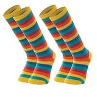 MASH BEBÊ INFANTIL Kit 2 Pares Meia Cano Longo Listrada Unissex, 2 Amarelos Médio, 28-33
