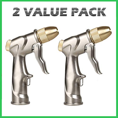 Montex Nozzle 2 Pack Garden Hose Nozzle Heavy 100% Metal Duty Hose Spray Nozzle With 3/4" Brass Connector For Watering Plants & Lawn, Car Washing, Patio, Pets #TOP1