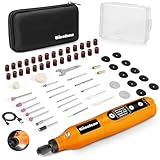 GINELSON Cordless Rotary Tool, 5 Variable Speed Mini Rotary Tool Kit with 64 Accessories, 3.7V Type-C Charging Power Rotary Tool for Engraving, Sanding, Polishing, Carving, Cutting, DIY Crafts