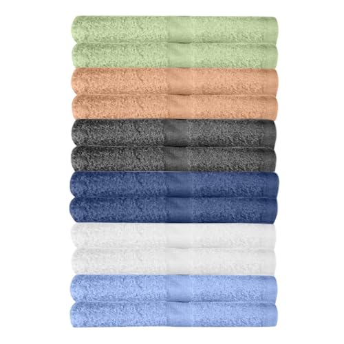 Image of KAHAF COLLECTION 12 Pack Washcloths | Multicolour 100% Cotton Extra Absorbent Face Towels | Soft, Quick Dry Wash Cloths for Bathroom, Spa, Gym, Baby & Travel (12 Packs (12 x 12))