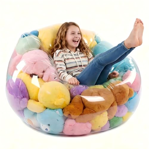 DRWMWD Stuffed Animal Bean Bag Storage,Transparent Plush Storage Chair
