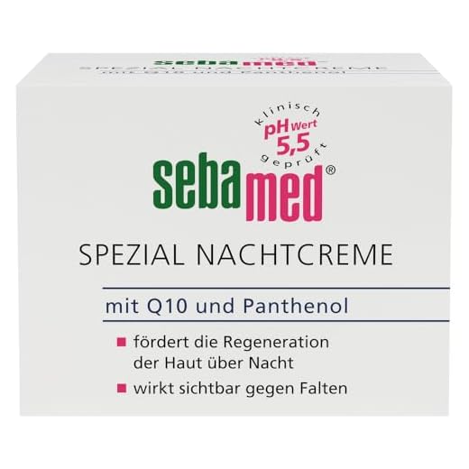 Sebamed Speciell nattkräm med Q10 och pantenol 75 ml, främjar regenerering av huden över natten, verkar synlig mot rynkor