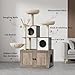 PtioHavn Cat Tree with Litter Box Enclosure,2-in-1 Modern Cat Tower and Condo,Wooden Cats Furniture with Multiple Platforms,with Scratching Posts,Grey