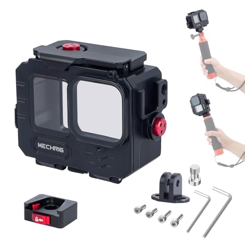 Aluminum Waterproof Case for GoPro HERO13 Black HERO12 HERO11 HERO10 HERO9 Action Camera 80M Deep Waterproof Horizontal and Vertical Shooting Switch (Quick Release-63075)