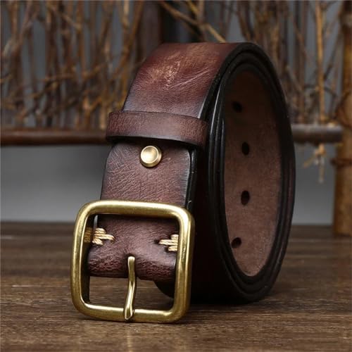 3.8CM Genuine Leather Belt For Men Fashion Design Copper Buckle Jeans Cowskin Casual Belts Cowboy Waistband3