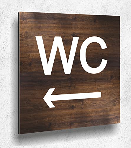 Plaque de porte en bois de chêne foncé Manschin-Laserdesign flèche gauche aluminium
