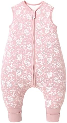 Chilsuessy Baby Schlafsack mit Füßen 2.5 Tog Kinder Winter Schlafsack Baumwolle Baby Schlafsack mit Beinen für Jungen und Mädchen, 2.5 Tog/Rosa, 90cm/Baby Höhe 95-105cm