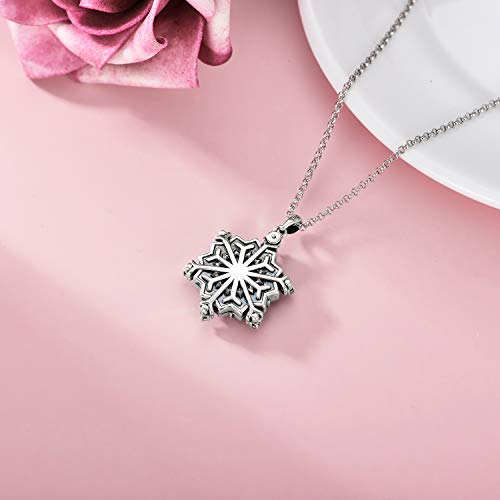 Lonago Sonwflake Locket Necklace That Hold 2 Pictures 925 Sterling Silver Christmas Frozen Flower Locket Necklace For Photo Memorial Gift For Women Girls #TOP4