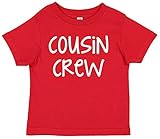 7 ate 9 Apparel Unisex Kids Cousin Crew T-Shirt for Baby and Toddler Boys or Girls Red Shirt 18 Months
