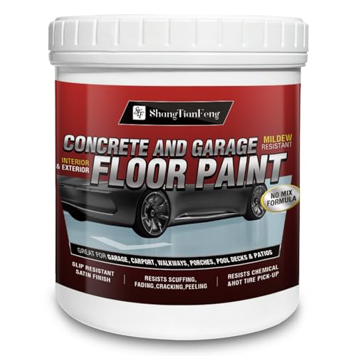 Professional Epoxy Floor Paint Kit (1 Gallon) - Light Blue Acrylic Concrete Coating for Garages & Basements | Single Component Formula | Scratch Resistant & Low VOC | Ready-to-Use