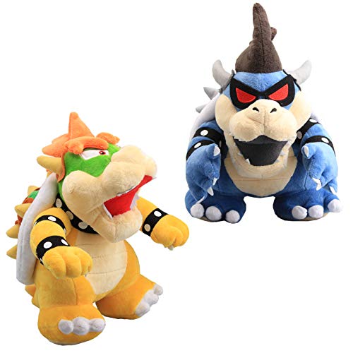 uiuoutoy Super Mario Bros. Bowser de pelúcia com arco escuro, 25 cm, conjunto de 2 peças