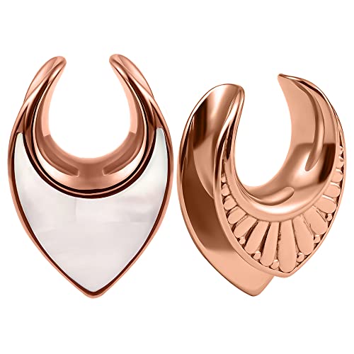 Doearko 2Pcs Ear Gauges Fashion Conch Shell Saddle Ear Plugs Body Piercing Tunnels 316 Stainless Steel Hypoallergenic Earrings Plugs For Ears Expander Body Jewelry (8Mm(0G), Rose Gold) #TOP10