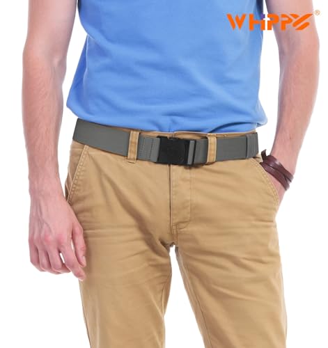 Image of WHIPPY Mens Elastic Stretch Belt Unisex Adventure Web Belt for Women Men with Non-Metal Buckle Adjustable Belts