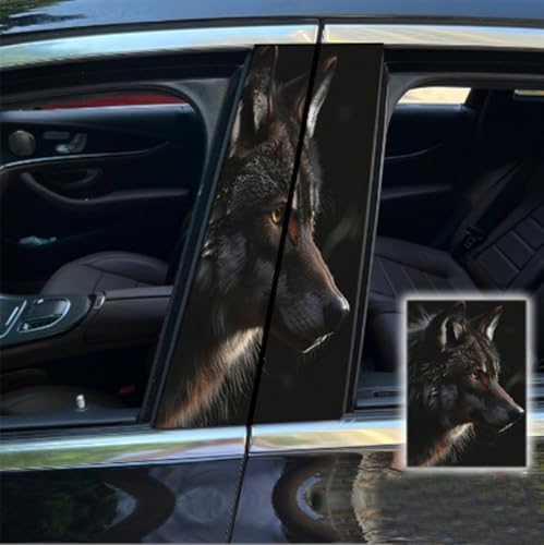 Image of 2pcs /1set Car B Pillar Sticker Decal Upgraded Vinyl Car Decals Body Side Stickers,Wolf Graphics Scratch Cover Large Sticker for Car Auto Van SUVs Trucks 19.6'' (Brown Side)