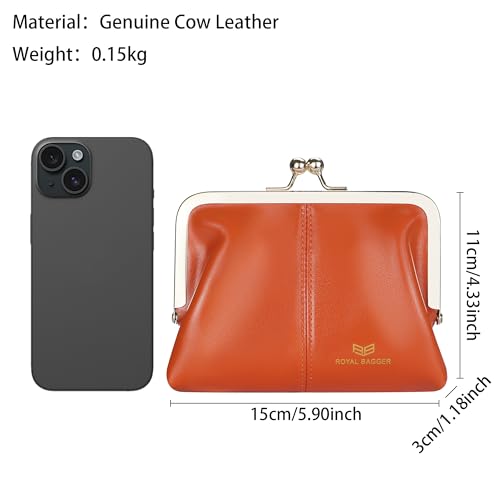 Fashionable Genuine Leather RFID Blocking Women's Wallet with Kiss Lock, Card Slots and Zipper Coin Pocket 4120 (Rose)3