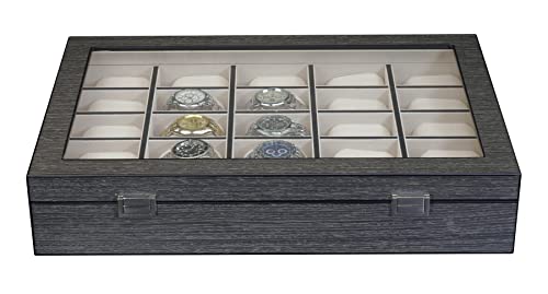 Timelybuys 25 Slot Ginko Grey Wood Watch Display Case And Storage Organizer Box #TOP4