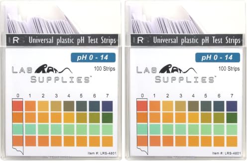 Image of Plastic pH Test Strips, Universal Application (pH 0-14), 100 Strips | for Saliva, Soap, Urine, Food, Liquids, Water with Soil Testing, Lab Monitoring, etc. (Pack of 2)