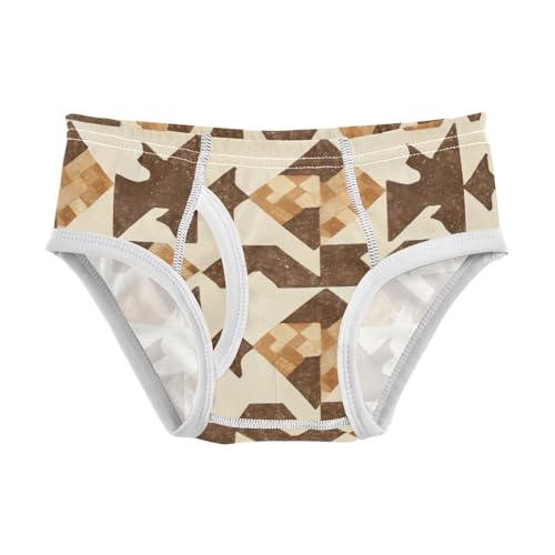 KLL Houndstooth Brown Classical Baby Boys Pure Cotton Underwear Breathable Children Undies