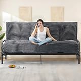 NLDD 10' Futon Mattress Queen Size, Ultra Thick Futons Sofa Couch Bed Sleeper Sofa Bed, Versatile Floor Futons Japanese Floor Mattress for Adults, Grey (Frame Not Included)