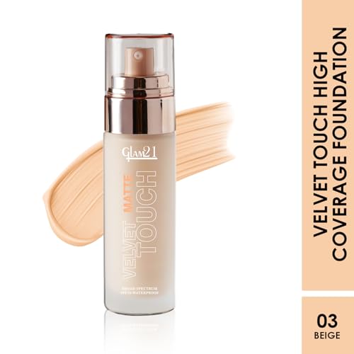 Image of Glam21 Velvet Touch Oil Control Silk Foundation|Waterproof, High Coverage, Velvet Matte Finish,Ultimate Full coverage, Lightweight and Breathable,SPF 35 Long Lasting|Beige-50gm