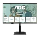 27-calowy monitor AOC Q27P4CV WQHD USB-C 120 Hz, panel IPS, 4 ms GtG, adaptacyjna synchronizacja, tryb HDR, regulacja wysokości, wbudowane głośniki (2560 x 1440 HDMI 1x2.0 DP 1.4, USB HUB) czarny