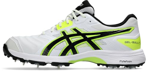Image of ASICS Men's Gel-Gully 7 Cricket Shoe (White /Safety Yellow)