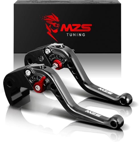 Image of MZS Black Motorcycle Brake Clutch Levers Adjustable Short CNC Set | for ZX6R 636 00-04, ZX10R 04-05, ZX9R 00-03, ZX12R 00-05, ZZR600 05-09, Z1000 03-06, KLZ1000 12-14, Unbreakable Handle Kit