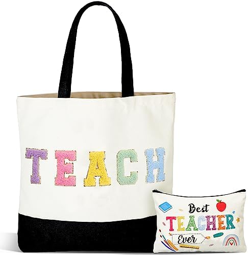 Buryeah 2 Pcs Teacher Appreciation Gift for Women Canvas Tote Bag...