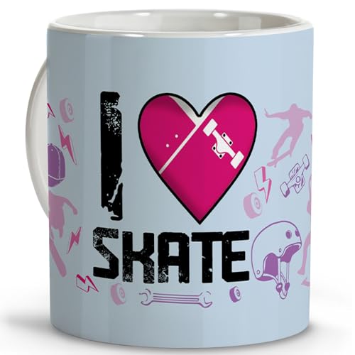 Skater-Tasse. Geschenk für Skater. Skate Erwachsene. Geschenke für Sportler. Originelle Tassen zum Verschenken. Keramikbecher 330 ml. Skate