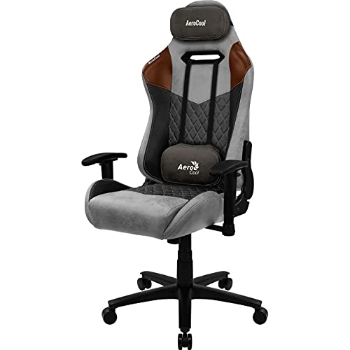 Aerocool DUKEGREY, Silla Gaming, AeroSuede Transpirable, Respaldo Ajustable, Gris Cover