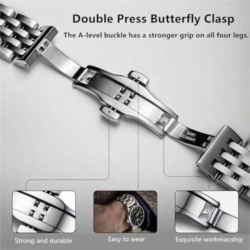 Niziruoup Stainless Steel Watch Strap 14mm 15mm 16mm 17mm 18mm 19mm 21mm 20mm 22mm 23mm 24mm Watch Bracelet Metal Watch Band Universal Smartwatch Replacement Band Strap for Men Women