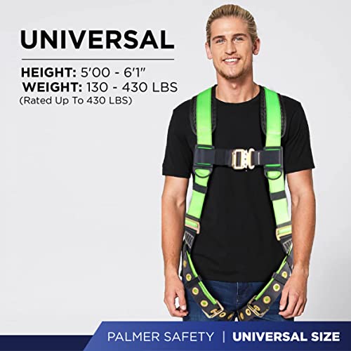 Image of Palmer Safety Full Body Harness with 5 Point Adjustment, Dorsal D-ring, Grommet Legs, Two Side D Rings, and Fall Indicators