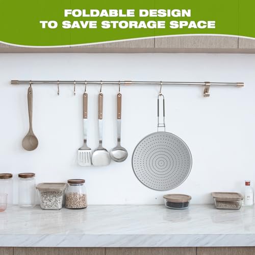 Silicone Splatter Screen for Frying Pan 13 Inch - Grease Splatter Guard with Foldable Handle, Dishwasher Safe & Never Rusts, Fits Most Pans for Stove Top & Bacon Cooking by JUST VEGAN - Image 4
