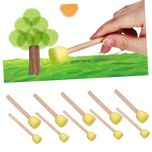 Tofficu 20 Pcs Foam Sponge Paint Brushes Round DIY Paint Sponges for Easy Painting Comfortable Grip for Crafts for Family and Classroom Use