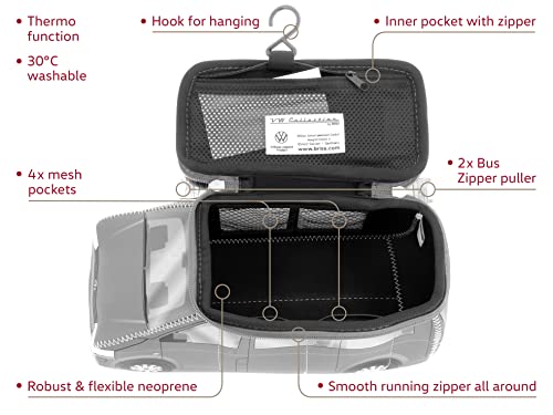 BRISA VW Collection - Volkswagen Neoprene Universal Makeup Cosmetics Toiletry Travel Pharmacy Bag in T5 Bus Design (Black/Large)2