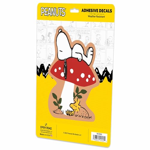Image of Peanuts Snoopy Mushroom Adhesive Vinyl Decal - Cute Snoopy Sticker for Car, Water Bottle or Laptop