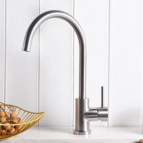 Trywell Brushed Bar Prep Kitchen Sink Faucet With Single Handle, Modern One Hole Outdoor Hot Cold Mixer Tap, T304 Solid Stainless Steel #TOP28