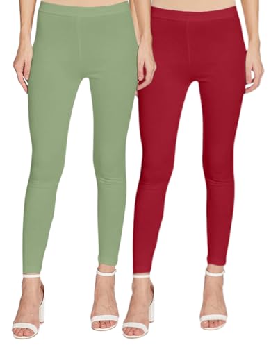 Image of JUNEBERRY Pure Cotton Skinny Fit Ankle Length Leggings Combo (Pack of 2)