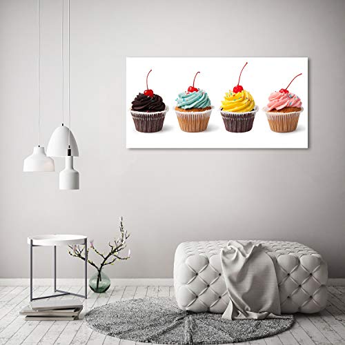 Tableau sur verre 120x60 cm muffins multicolore pour cuisine