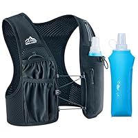 Zelvot Laufweste für Damen und Herren mit 500ml Trinkflasche, Europäisches Originalpatent, Verstellbare Brustgurte, Ultraleicht & Atmungsaktiv, Reflektierende Trinkweste Laufen (Schwarz, XS/S)