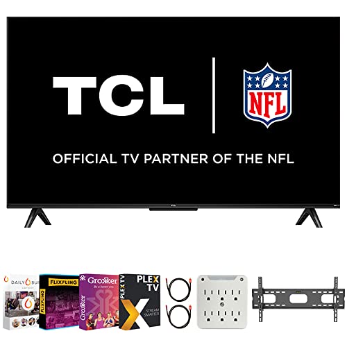 Tcl 43 Inch Class 4K Uhd Hdr Led Smart Roku Tv Bundle With Premiere Movies Streaming + 37-100 Inch Tv Wall Mount + 6-Outlet Surge Adapter + 2X 6Ft 4K Hdmi 2.0 Cable #TOP18