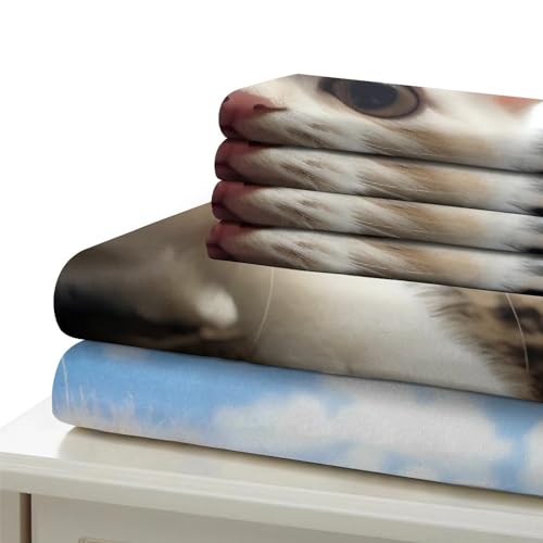 Housses de couettes microfibre double chats parure de lit douce pour peau sensible