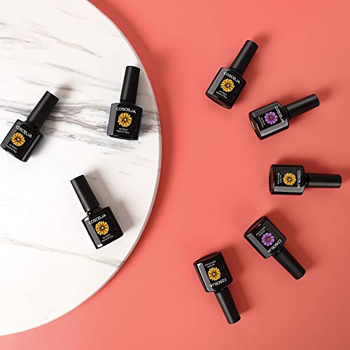 image for COSCELIA Gel Nail Polish Starter Kit with 36W LED Curing Lamp 8 Colors