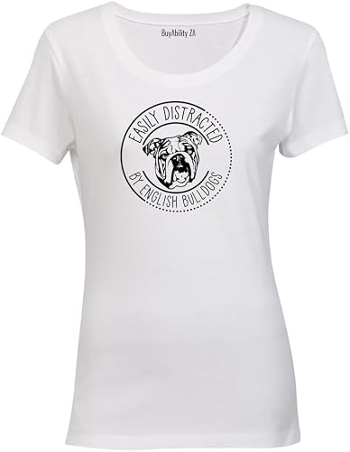 Distracted by English Bulldogs - Ladies - T-Shirt