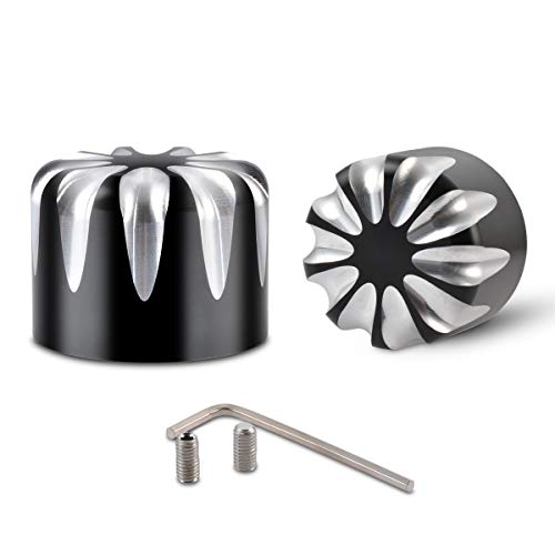 KATUR Moto Boulon De Couvercle D'écrou D'essieu Avant Boulon De Écrou D'essieu Coupe Profond CNC Ensemble pour Harley Touring Softail Sportster XL883 XL1200 X48 (Noir) Cover
