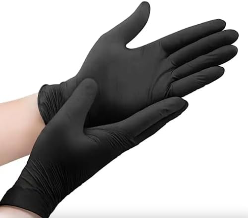 RAP Gloves Professional Black Nitrile Powder Free Multi Purpose Gloves Disposable, Extra Strong Disposable Examination Gloves, Surgical Powder Free Disposable Nitrile Gloves (M - Pack of 100)