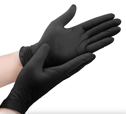 RAP Gloves Professional Black Nitrile Powder Free Multi Purpose Disposable Gloves, Extra Strong Examination Gloves, Surgical (XL - Pack of 100)