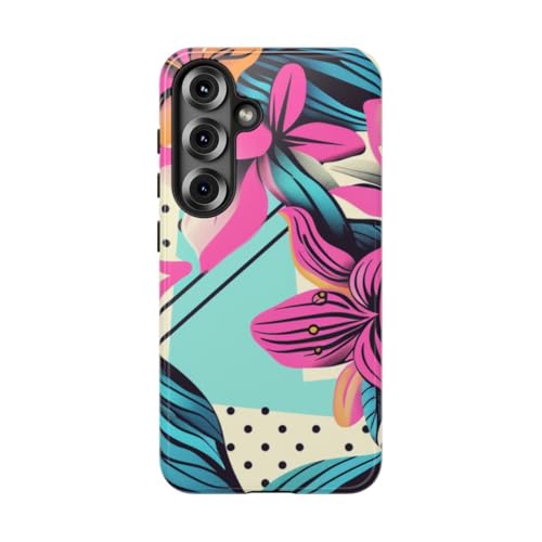 Coque rigide Samsung S25 motif floral coloré brillant rose