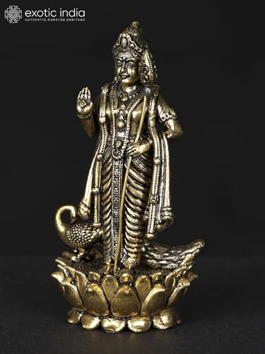 Estatua de latón de Lord Karttikeya 3.2 pulgadas miniatura 3